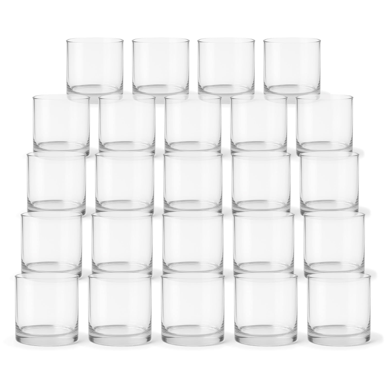 pajoma Teelichthalter aus Glas 24er Set - Kerzengläser Ø10 cm x H10 cm - Transparentes Windlicht Glas - Glass Tea Light Holders - Teelichtgläser & Gläser für Kerzen