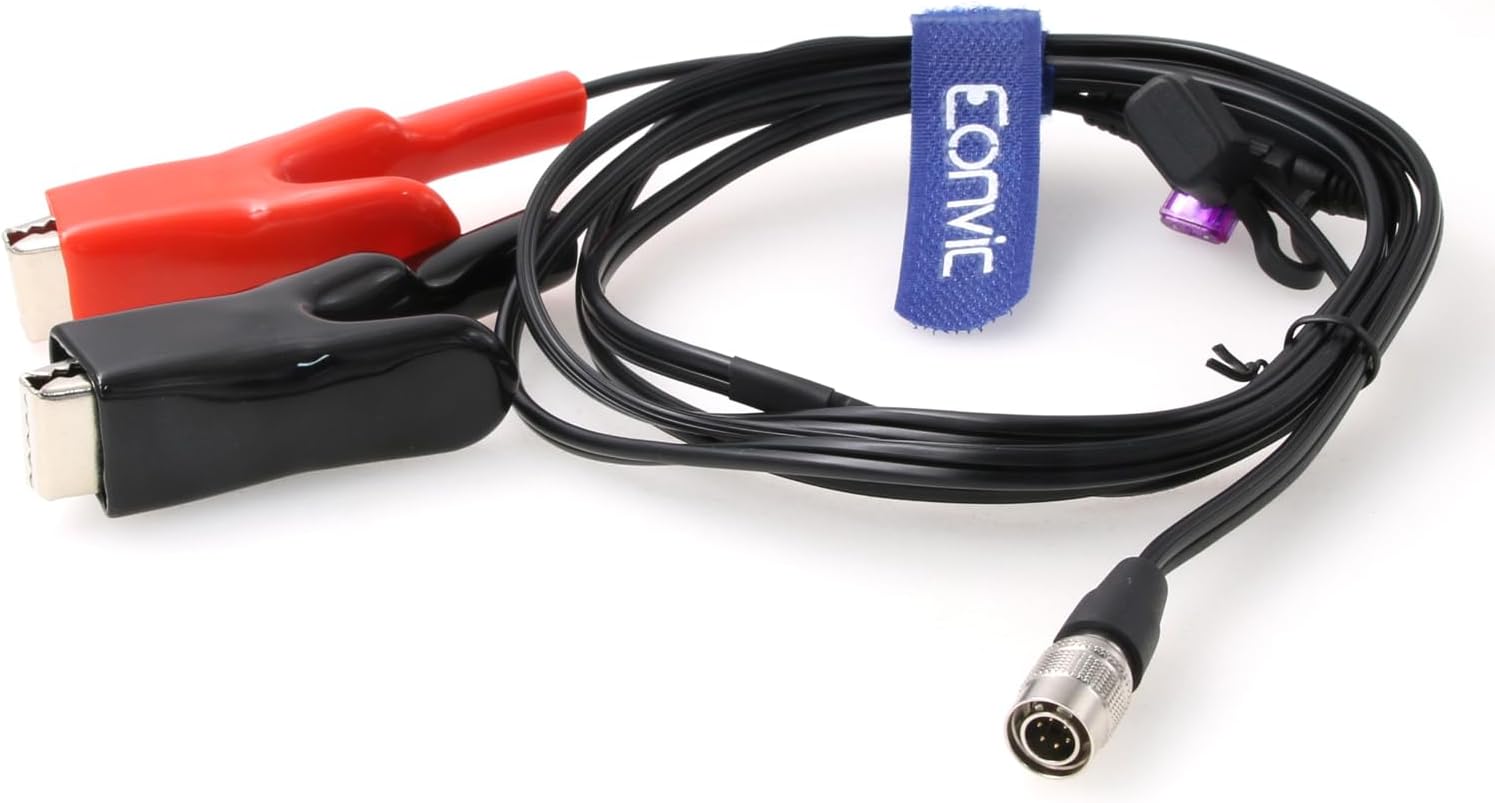 Eonvic 12V Hirose 6 Pin Power Cable for Trimble S3 S5 S6 S7 S8 S9 VX SPS930 SPS730 and RTS Series Total Station to Alligator Clips 1.8M