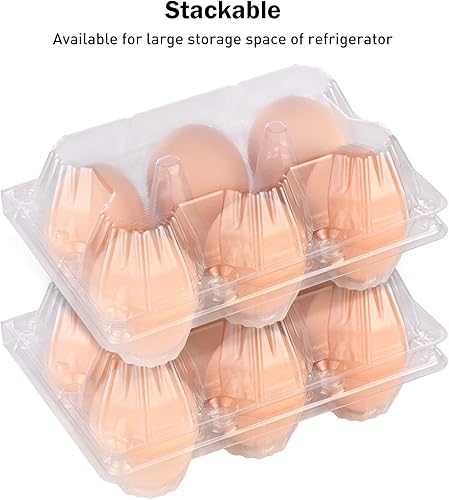 Miniatura 8 de Cartón de plástico transparente para huevos para 6 huevos, paquete de 12 bandejas de huevos reutilizables de tamaño mediano, perfecto para