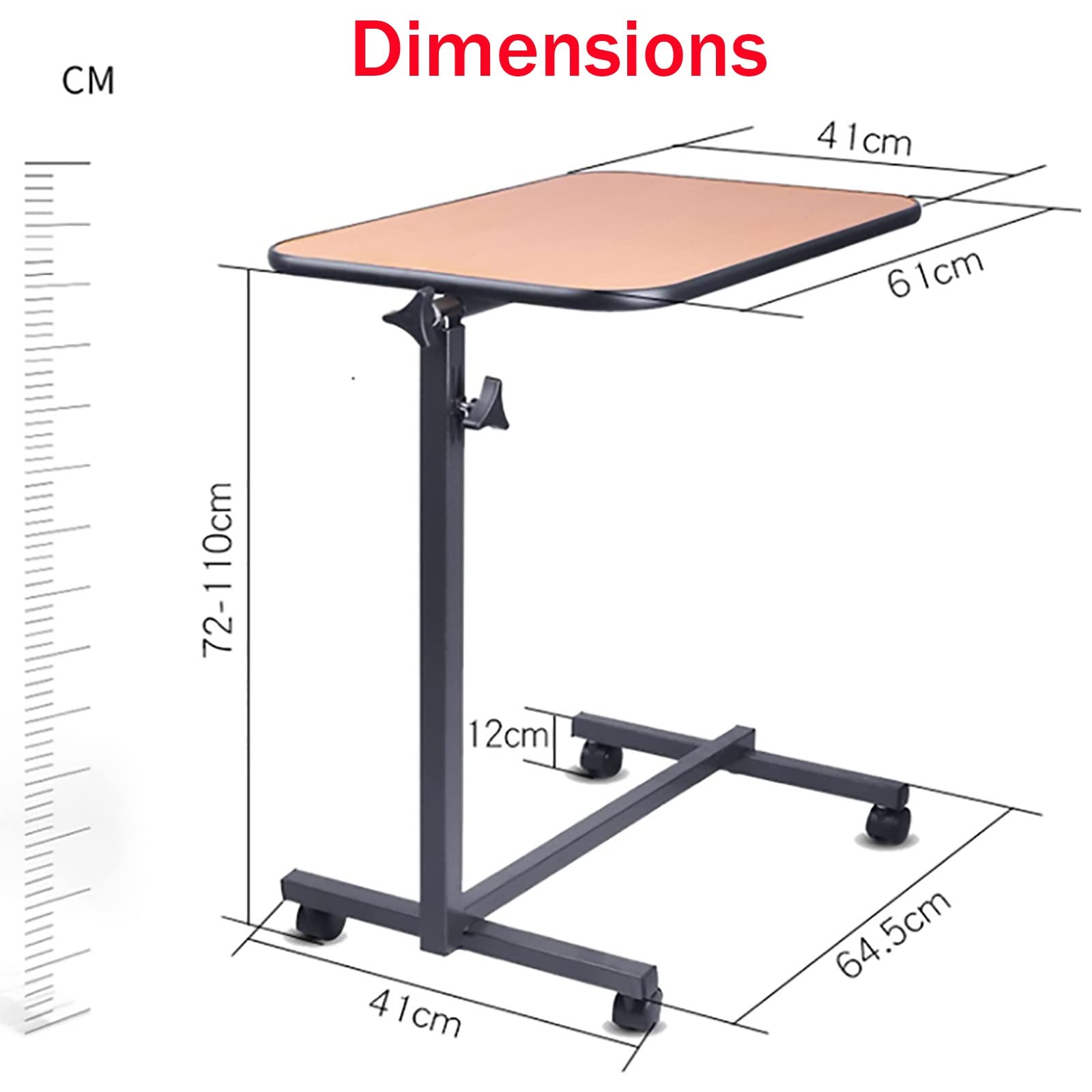 Bandeja para Silla de Ruedas, Cama de enfermería de Acero Engrosado, Mesa de Comedor, Bandeja extraíble, Accesorios para sillas de Ruedas, Mesa de Comedor Familiar de elevación portátil