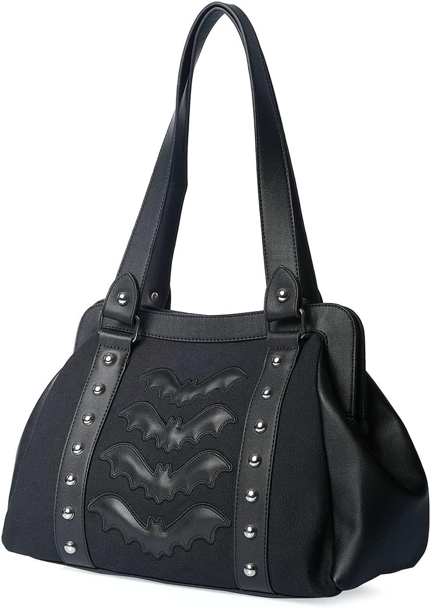 Lost Queen Gothic Night Wings Handbag Bat and Metal Stud Purse - Image 3