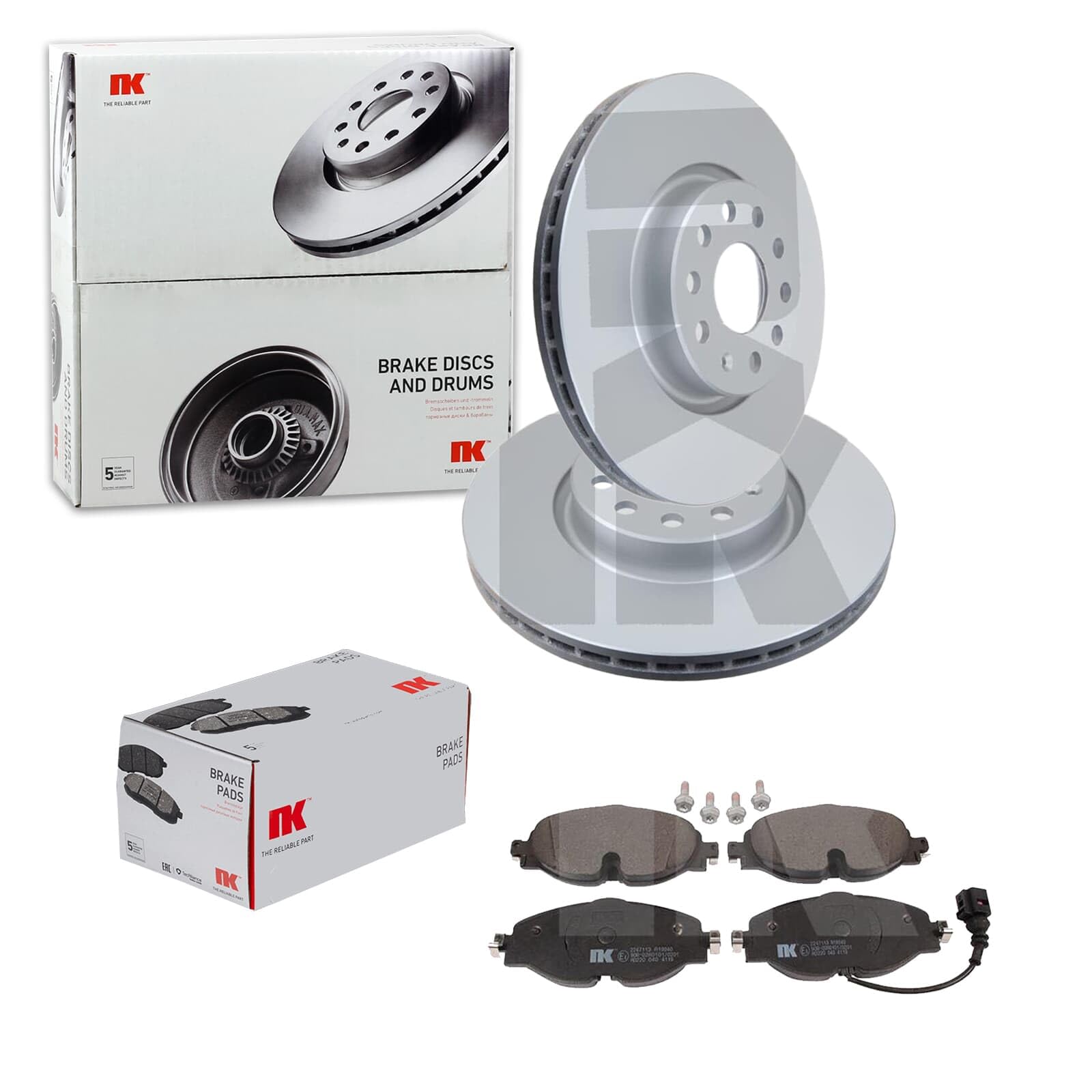 NK Bremsscheiben 312mm + Beläge vorne | 3147115 + 2247113 passend für Golf 7 Passat