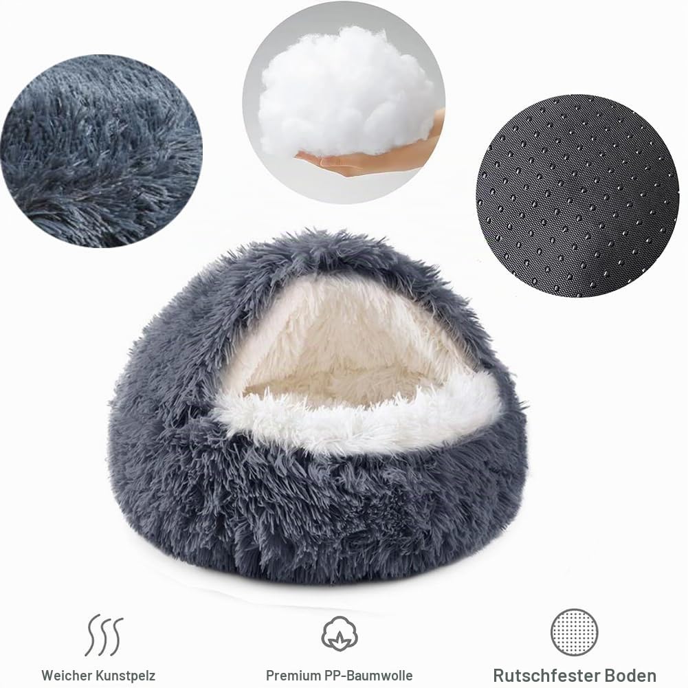 Flauschig Hundebett Muschelform Katzenbett Warm Tierbett Haustierbett Waschbar Hundesofa Katzensofa Plüsch Hundekorb Katzenkorb Weich Hundekissen Katzenkissen Gemütlich Hunde Katzen Schlafplatz