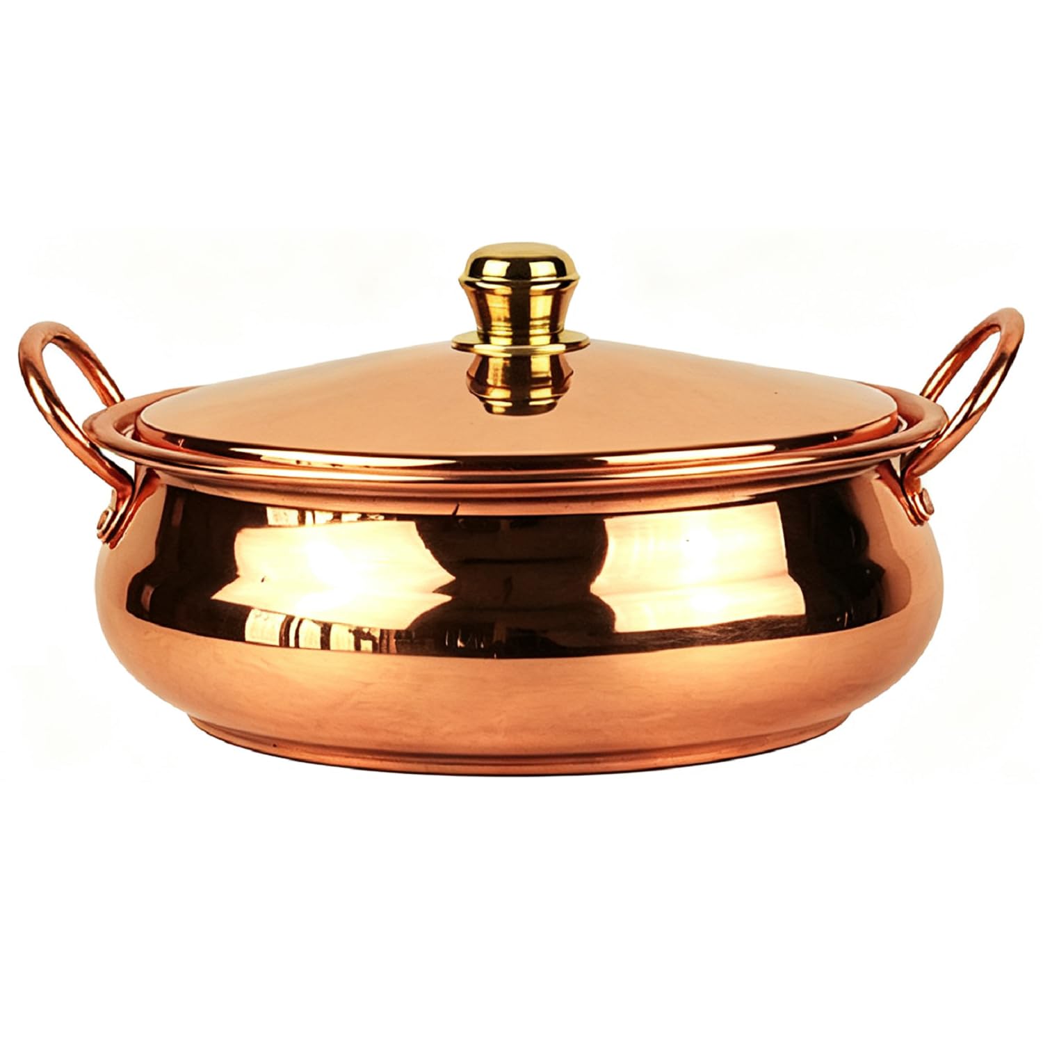 Bafnsiji Copper Pot with Induction Base - 2L Lidded Cooking Pan 20cm