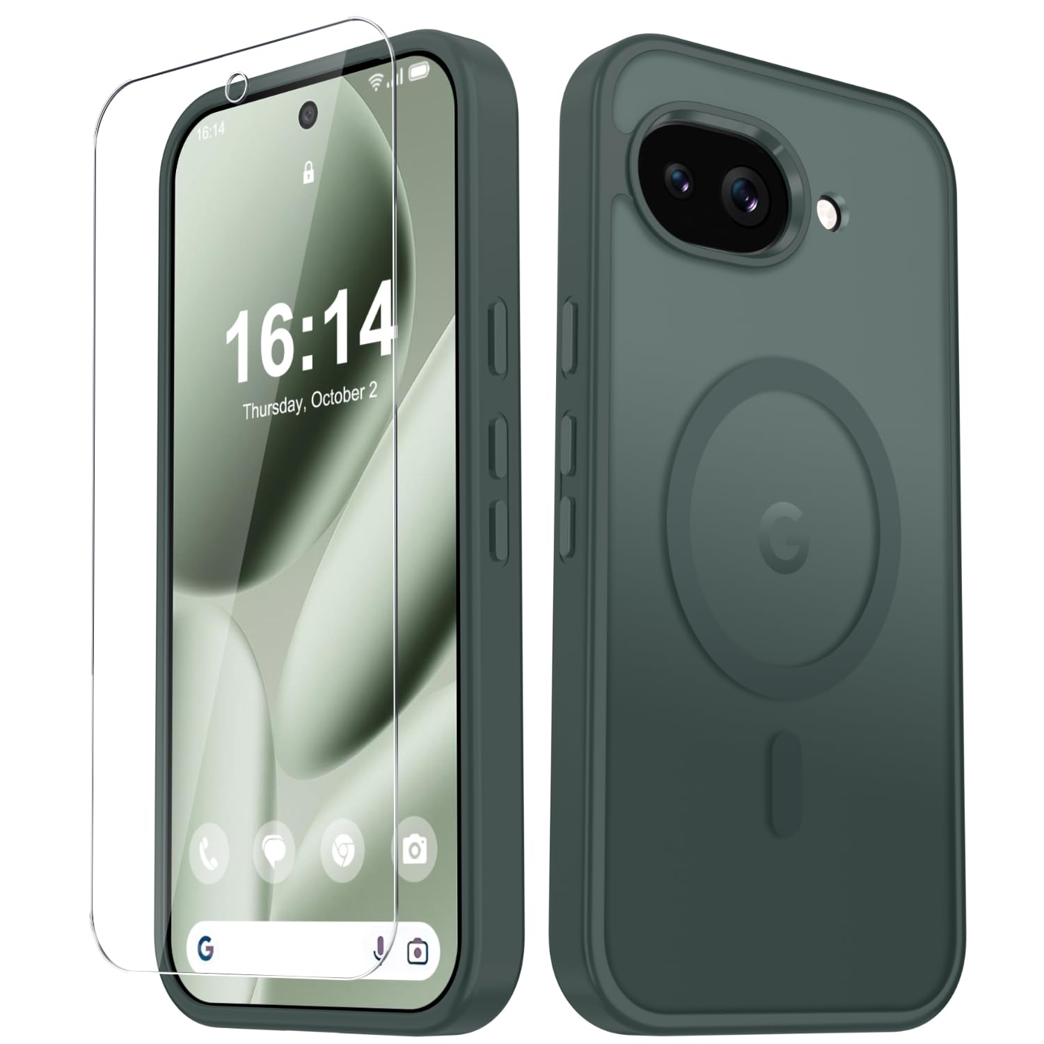 for Google Pixel 10a Case, Matte Magnetic Phone Cover, Gray | Fit for MagSafe, Screen Protector included, Shockproof Military Grade Protection, Translucent Frosted Back