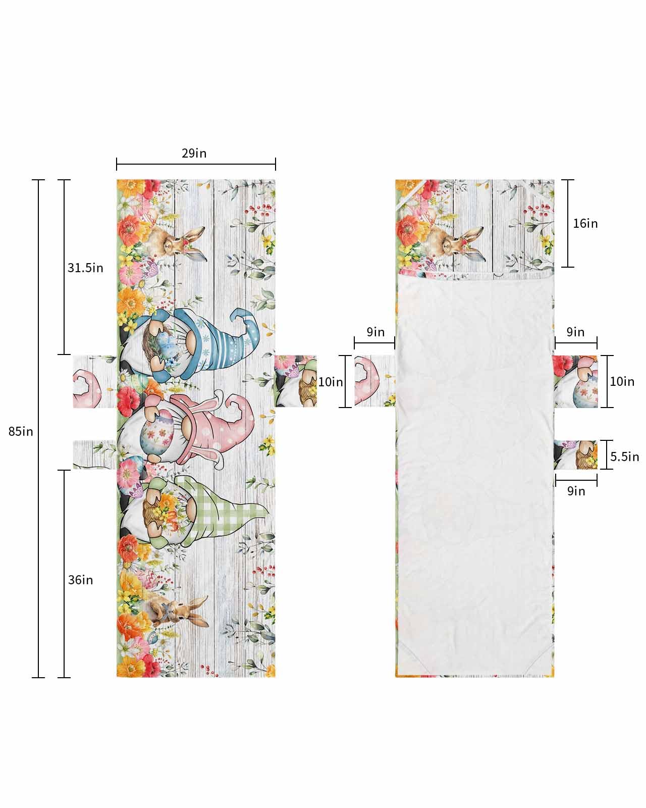 Spring Easter Beach Lounge Chair Towel Cover, Soft Chaise Lounge Towel with Side Pockets Patio Pool Chairs Cover for Beach/Pool Sunbathing 29x85 Gnomes Floral Botanical Eggs Vintage