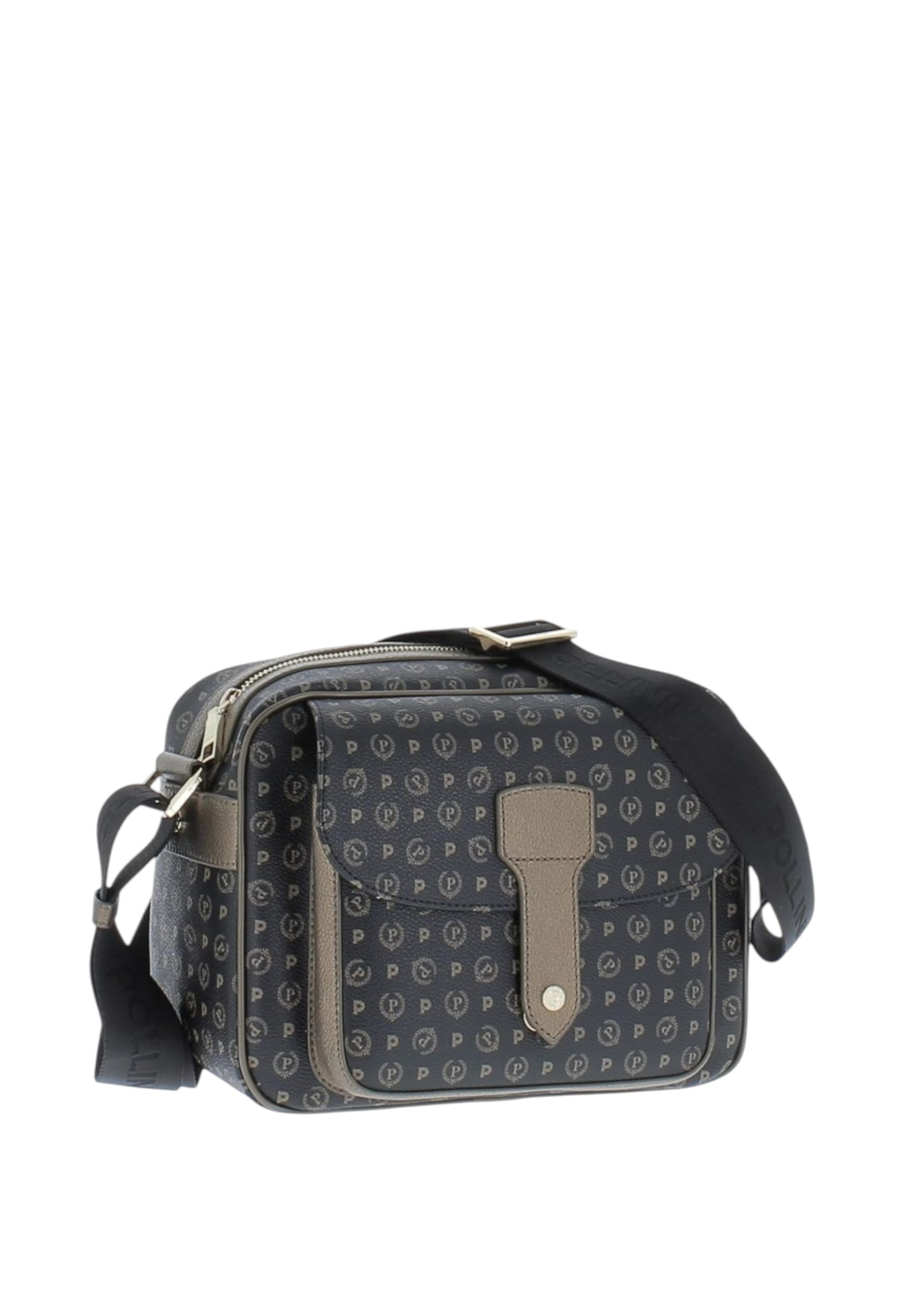 Pollini Borsa a tracolla Heritage Donna Pvc + Pelle Vit. (Nero/Bronzo)