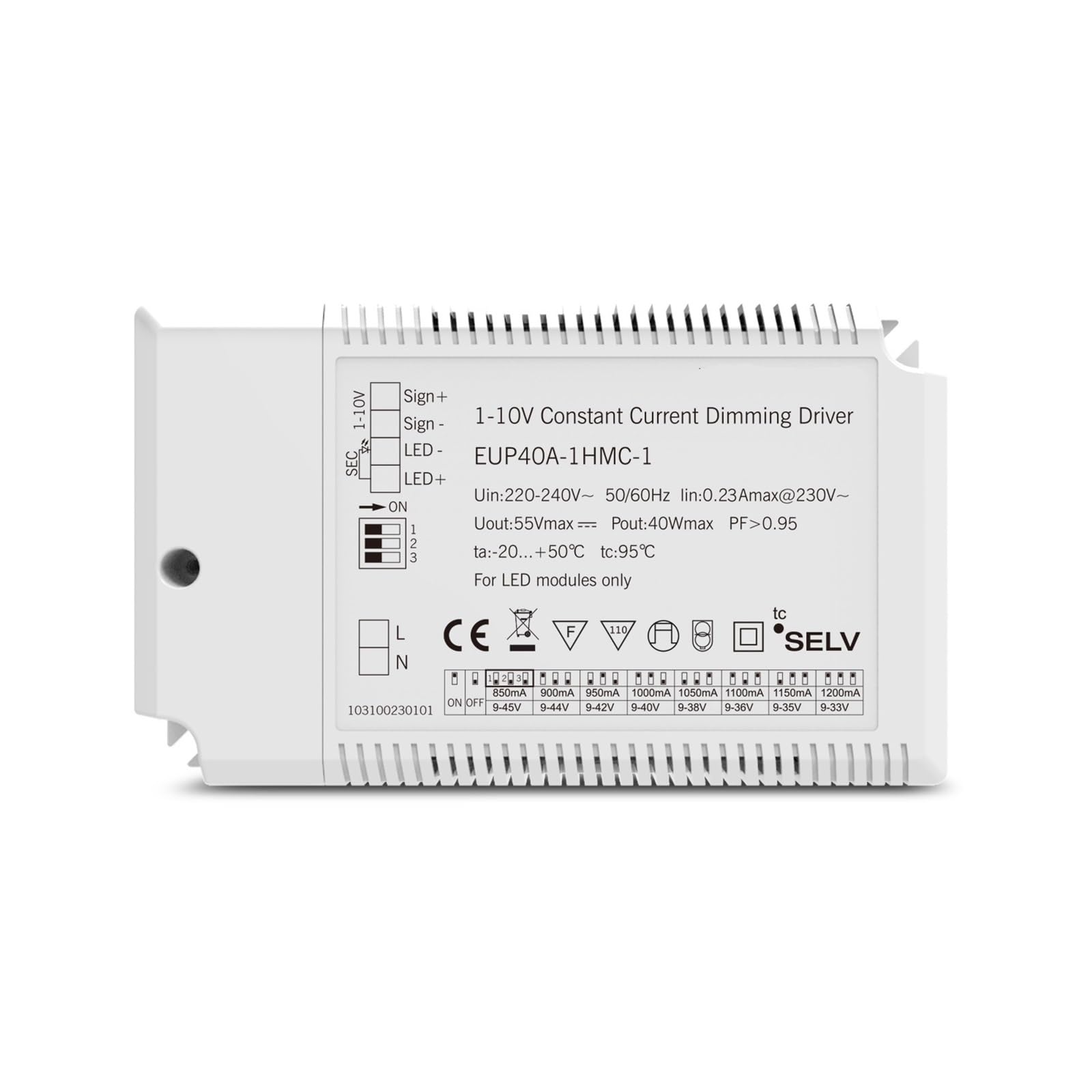 Alimentation 01-10V variateur LED driver courant constant 40W EUP40A-1HMC-M transformateur