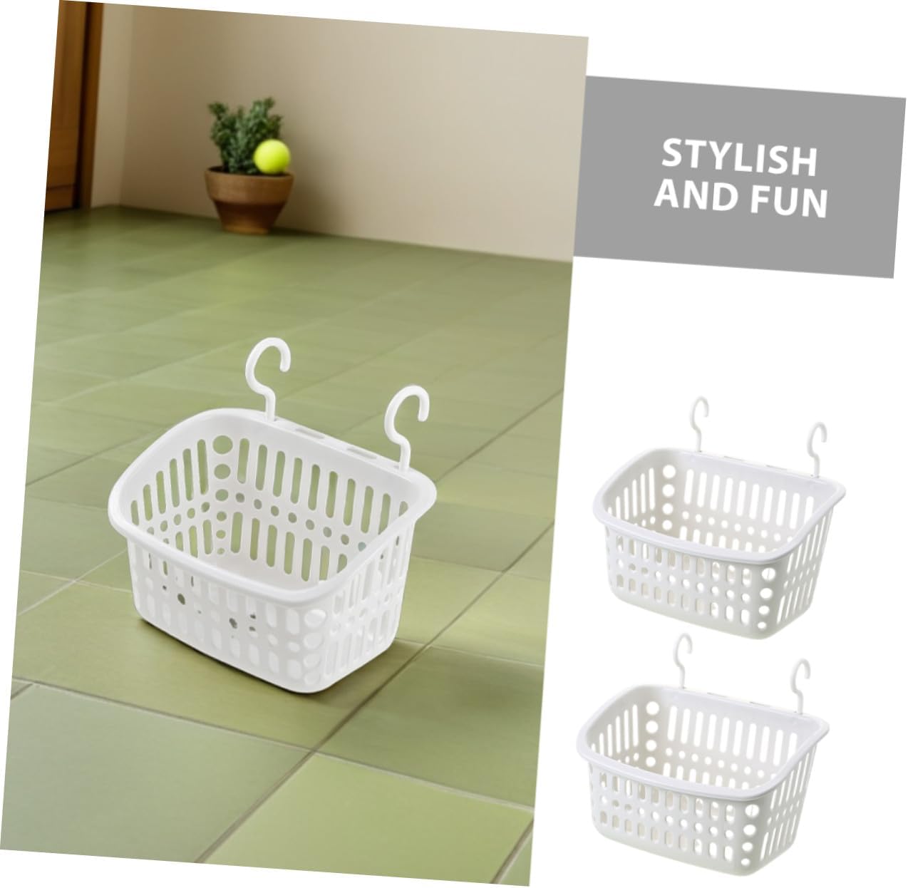 Uonlytech 4pcs Small Animal Hanging Basket and Hamster Hammock Set with Hooks, Large Rectangular Gray-White Plastic Storage Bed for Cage Organization and Pet Resting