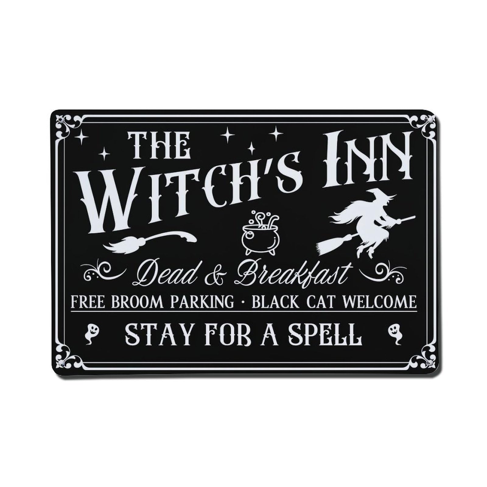 Witch's Inn Sign Pattern Print Vintage Tin Sign Retro Metal Wall Decor Metal Poster, Home Bar Garage Farmhouse Cafe Wall Art Decoration 8x12Inches