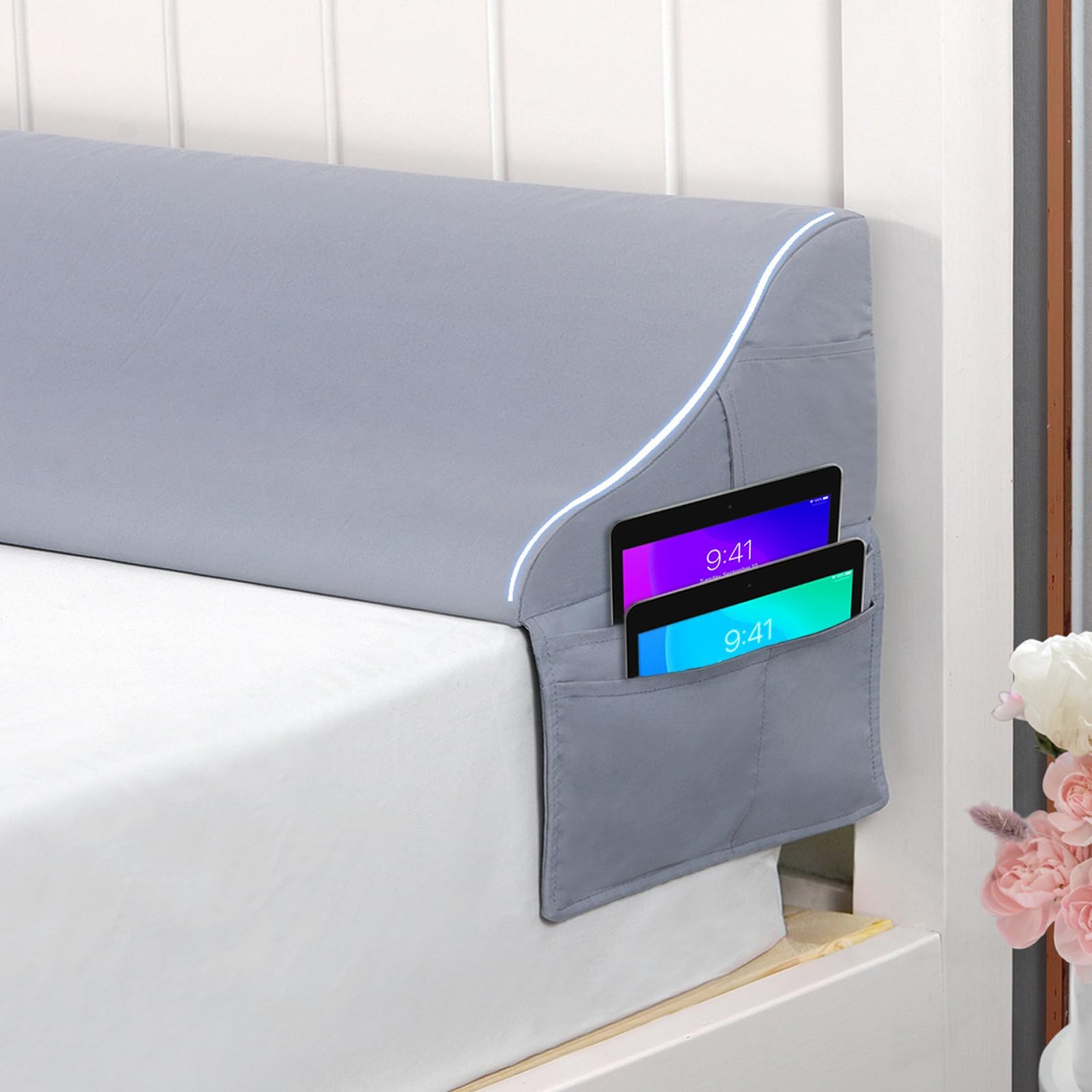 YEERSWAG Queen Size Bed Wedge Pillow for headboard（60"x12