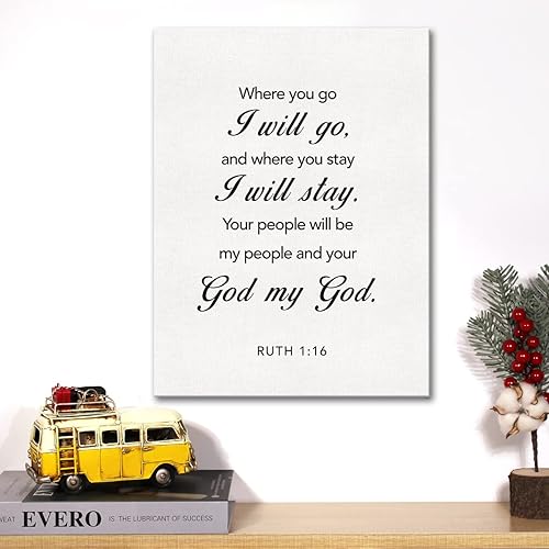 Miniatura 4 de Lienzo cristiano para pared, letrero de boda, letrero de Ruth 116 Where You Go I will go, lienzo impreso con escrituras y versículos de la Biblia,