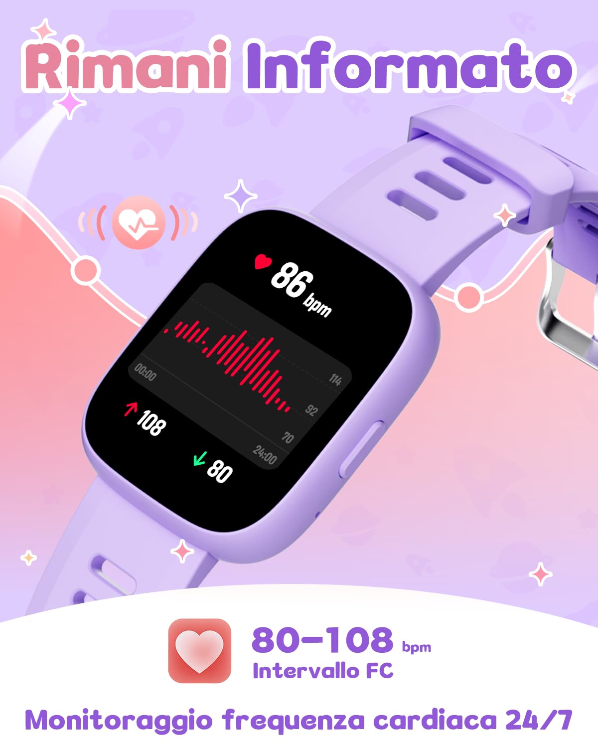 Verfit Smartwatch Per Bambini Con Localizzatore GPS (solo IOS), Contapassi, Monitoraggio Sonno, Giochi, Impermeabile IP68 – Regalo Per 5-12 Anni