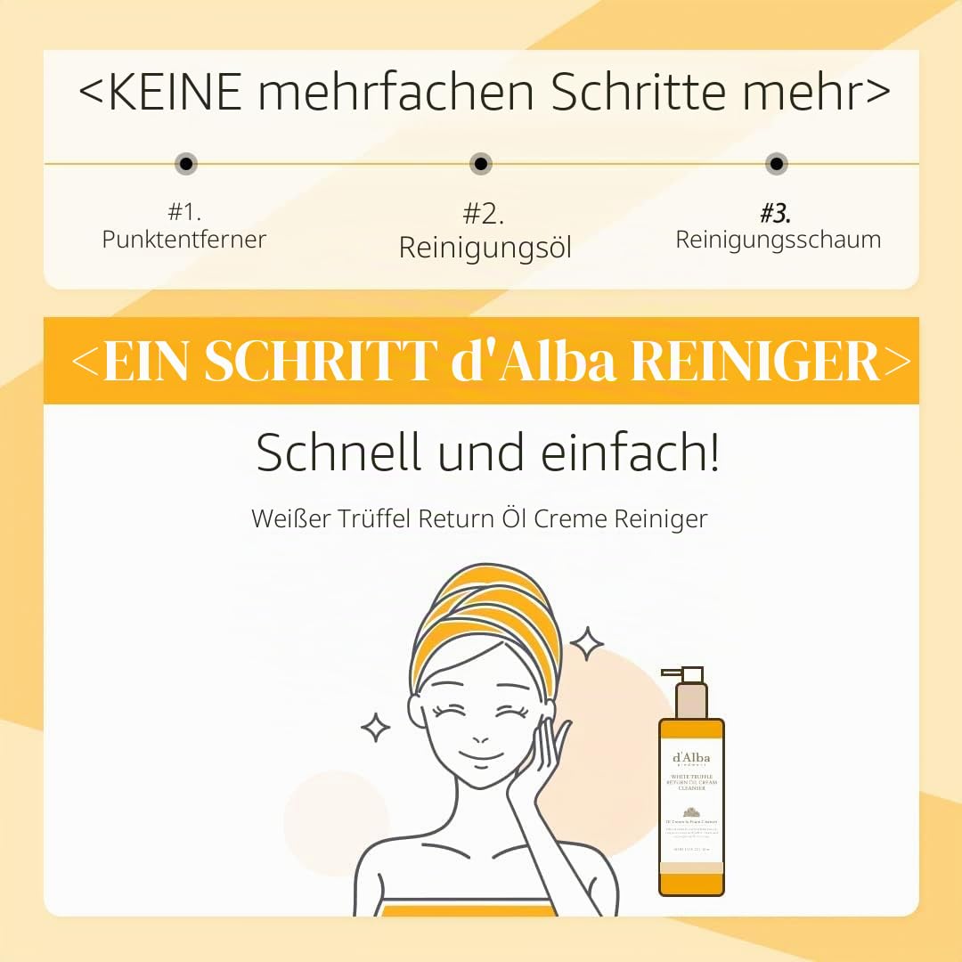 d'alba Piedmont Reinigungscreme mit italienischem weißem Trüffelrücklauföl, vegane Hautpflege, einfache Reinigung in einem Schritt für Talg und Make-up-Entfernung