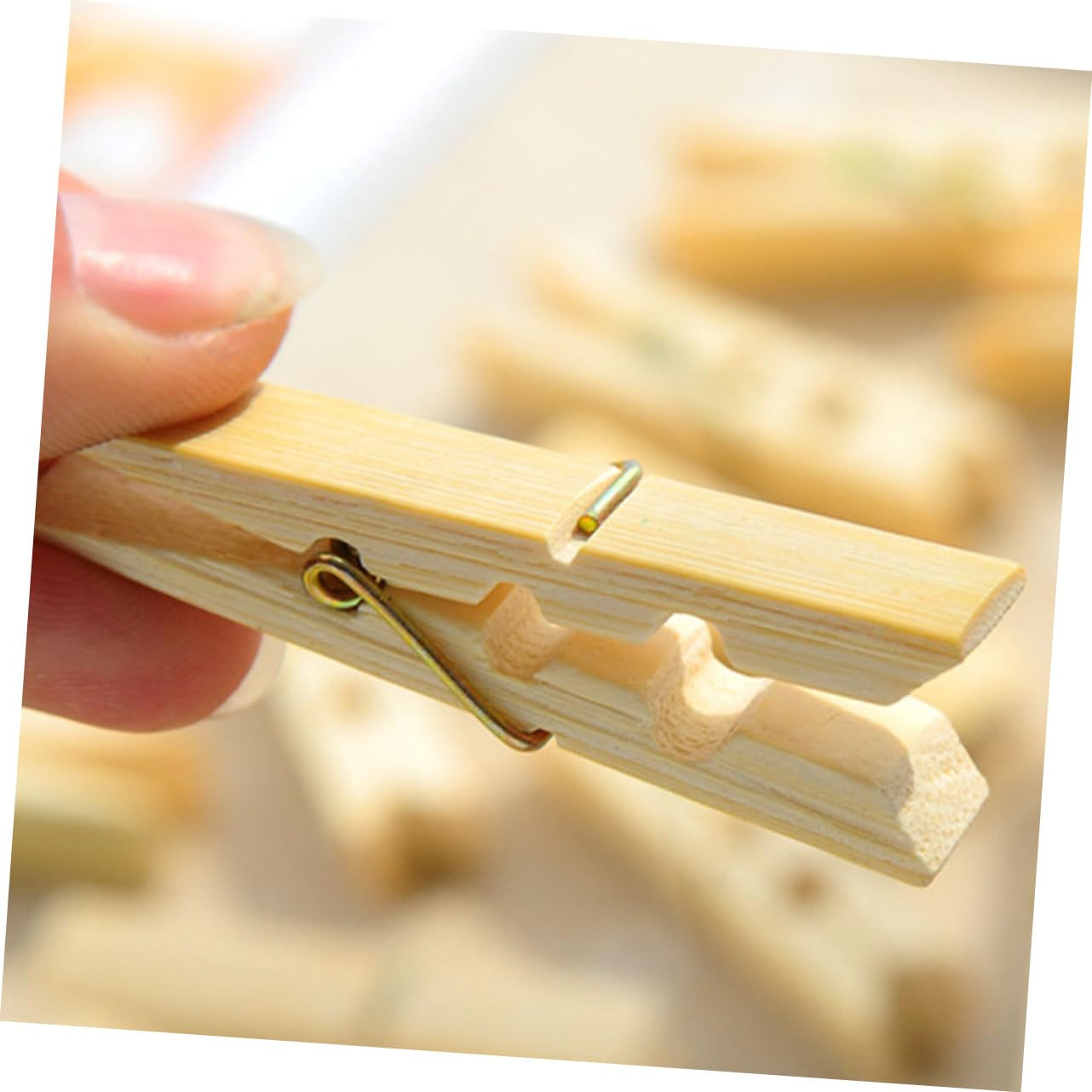 Mollettine in Legno Beige 100 Pezzi, Clip per Bucato | Fissaggio Saldo, Profilo Liscio, Facili da Riporre e Trasportare, Formato Compatto per Uso Quotidiano