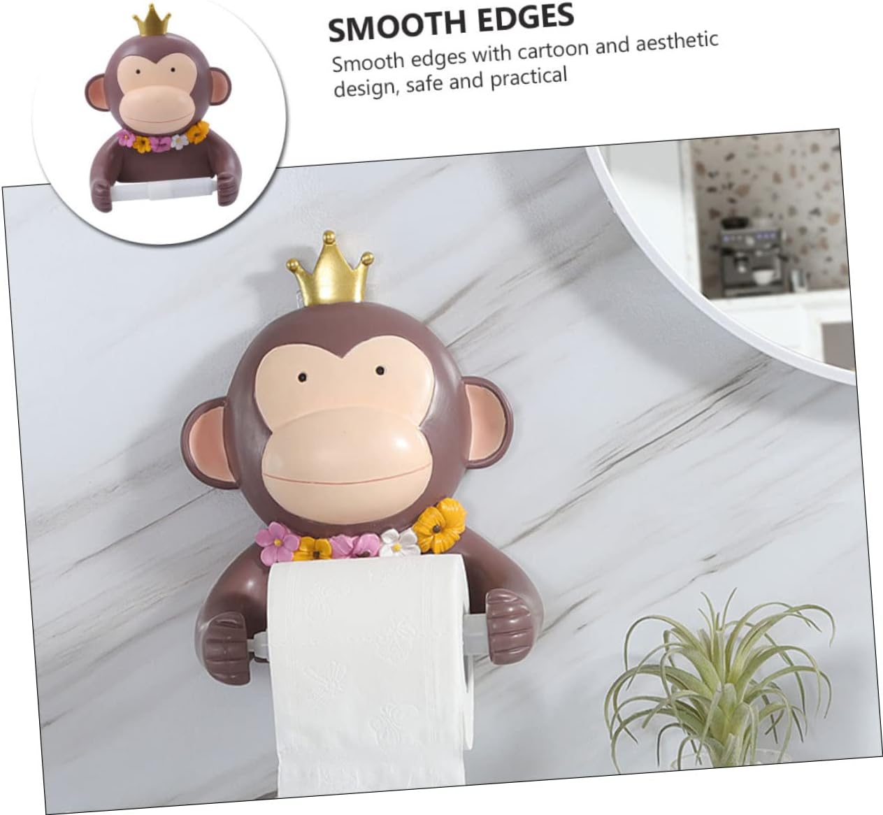 Cartoon Monkey Toilet Paper Holder Wall Mounted Durable Bathroom Tissue Rack for All Roll Rust Resistant Hanging Storage Rack Creative Bathroom Accessory