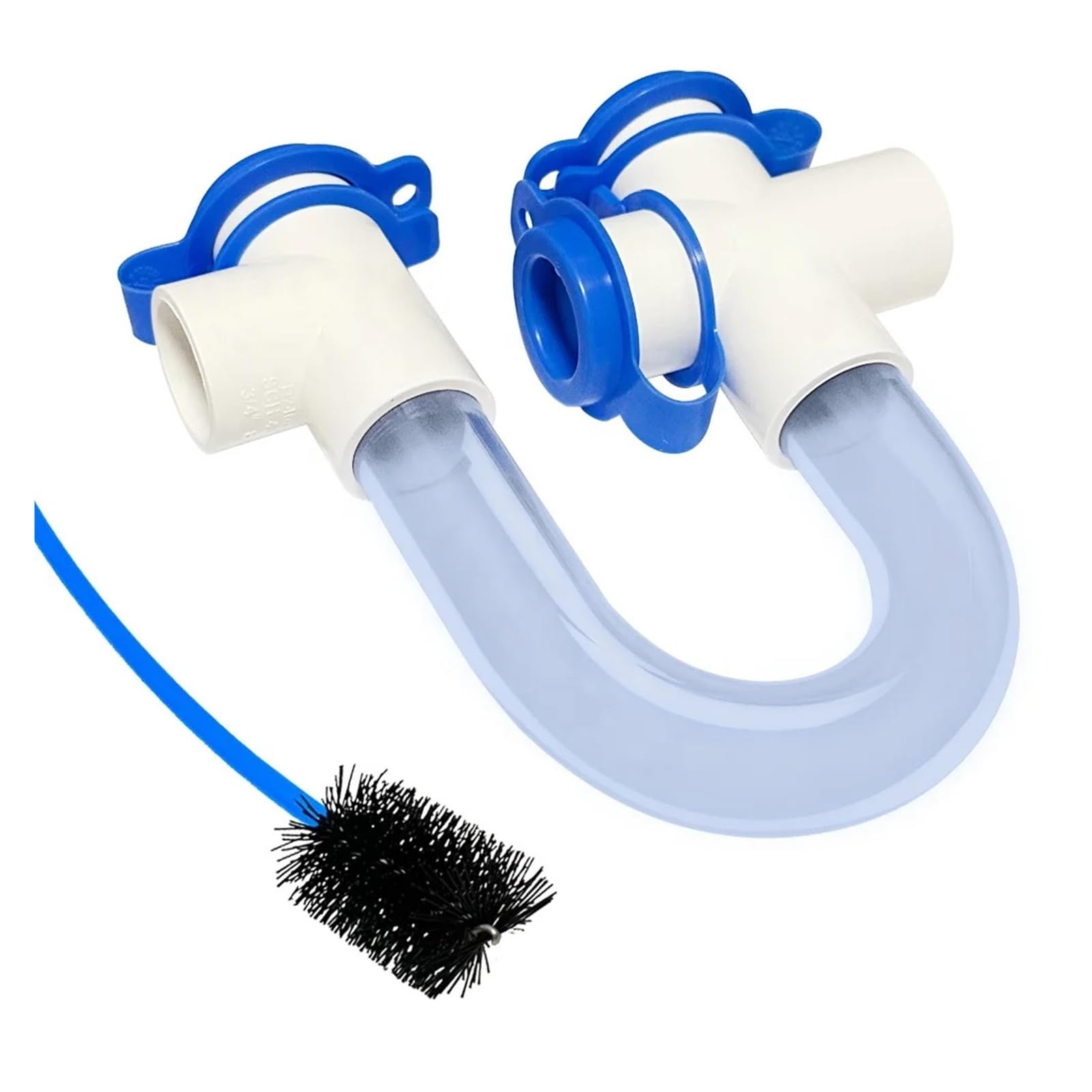 Sifón U Transparente Accesorio de drenaje condensado con trampa en U PVC | 3 4 Sistema HVAC cruzado con cepillo en T