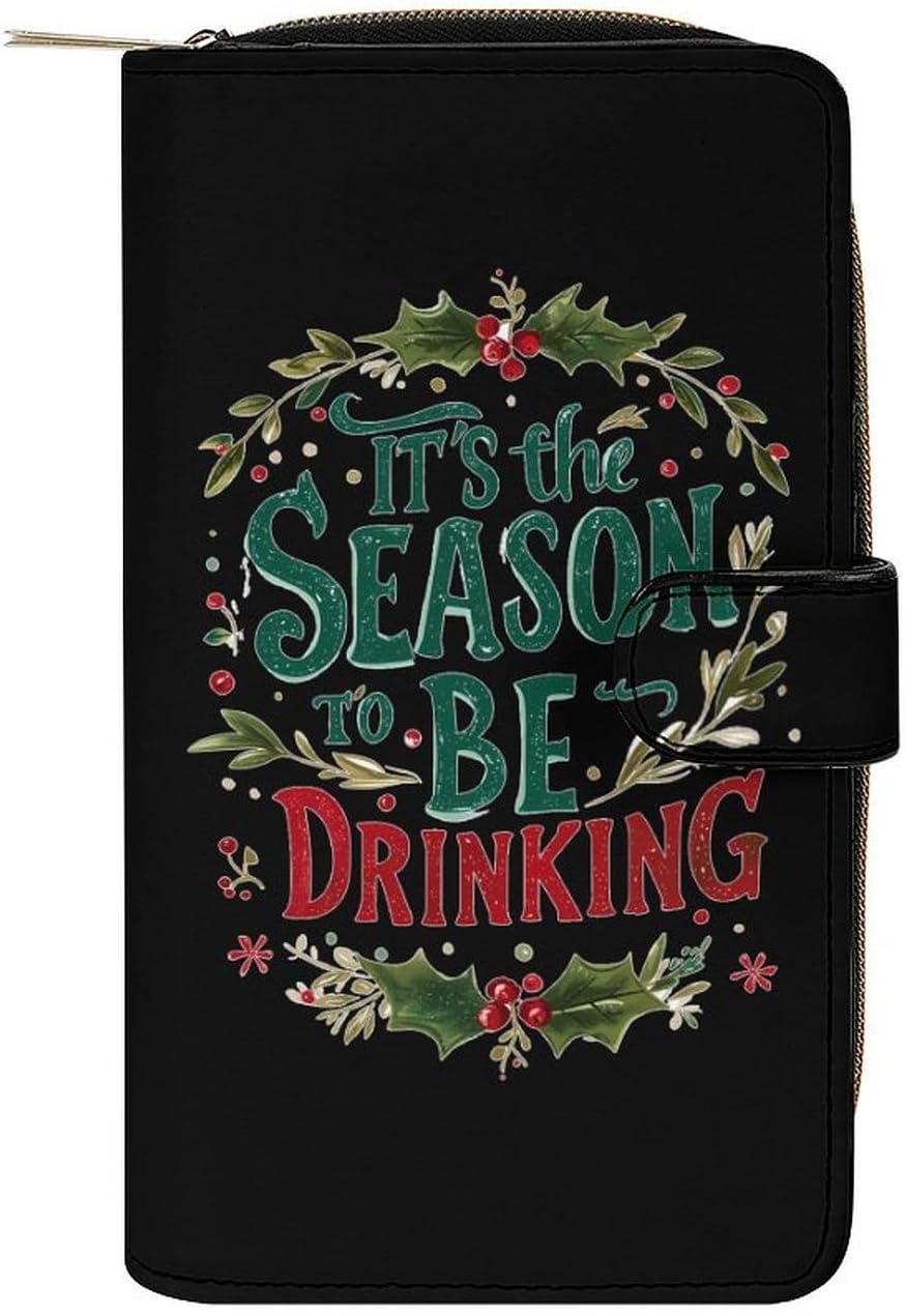 Christmas Drinking Season Womens Wallet for Men Slim Purse Clutch Handbag with Card Holder