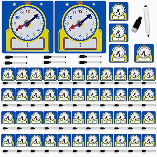 100 Pcs Teaching Clock Kit - Demonstration Learning Clocks Erasable Surface - Analog Clocks For Students Kids Learning To Tell Time - Writable Dry Erase Practice Clocks Classroom Homeschool Supplies #TOP25