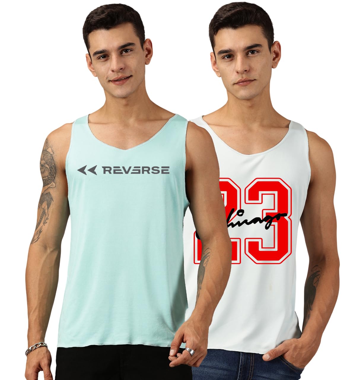 rodzen Men's Polyester Printed Sleeveless Bodybulding Gym Vest Tank Top (Combo Pack of 2)-picture-14