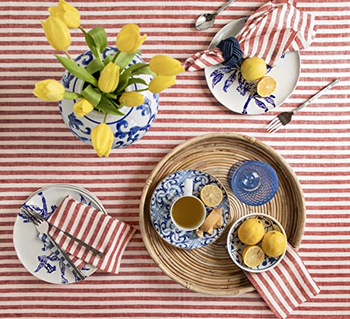 Solino Home Amalfi Stripe Linen Tablecloth – 100% Linen Table Cover 60 X 120 Inch – Red And White Tablecloth For Indoor, Outdoor – Machine Washable And Handcrafted From European Flax #TOP1