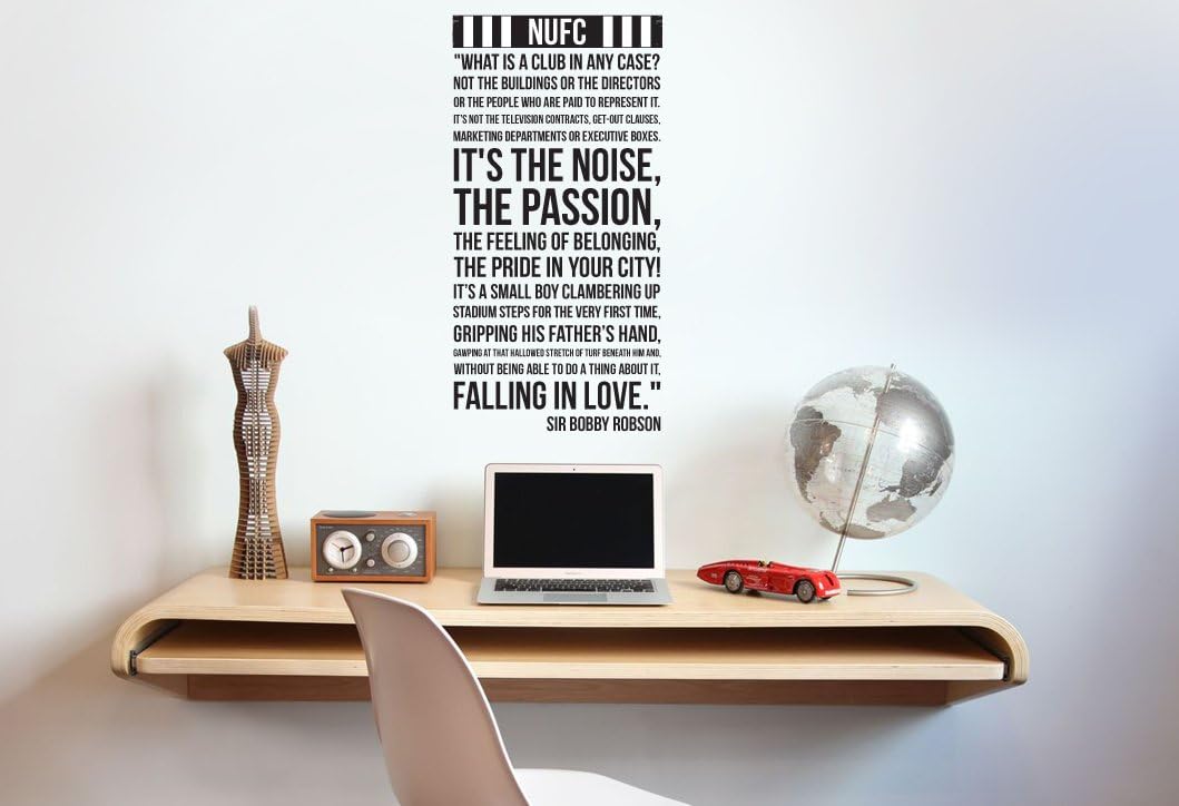 Newcastle Sir Bobby Robson What Is A Football Club Wall Sticker Decal Football Art Print for Home Bedroom Mural (Black)