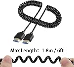 Danfetsoy 8K HDMI Câble enrouleur 3Ft- 6Ft, HDMI Câble en bobine mâle à mâle 48Gbps Supporte 8K@60Hz, 4K@120Hz adapté pour moniteur, ordinateur portable, PC, TV(1,8 m/qt)