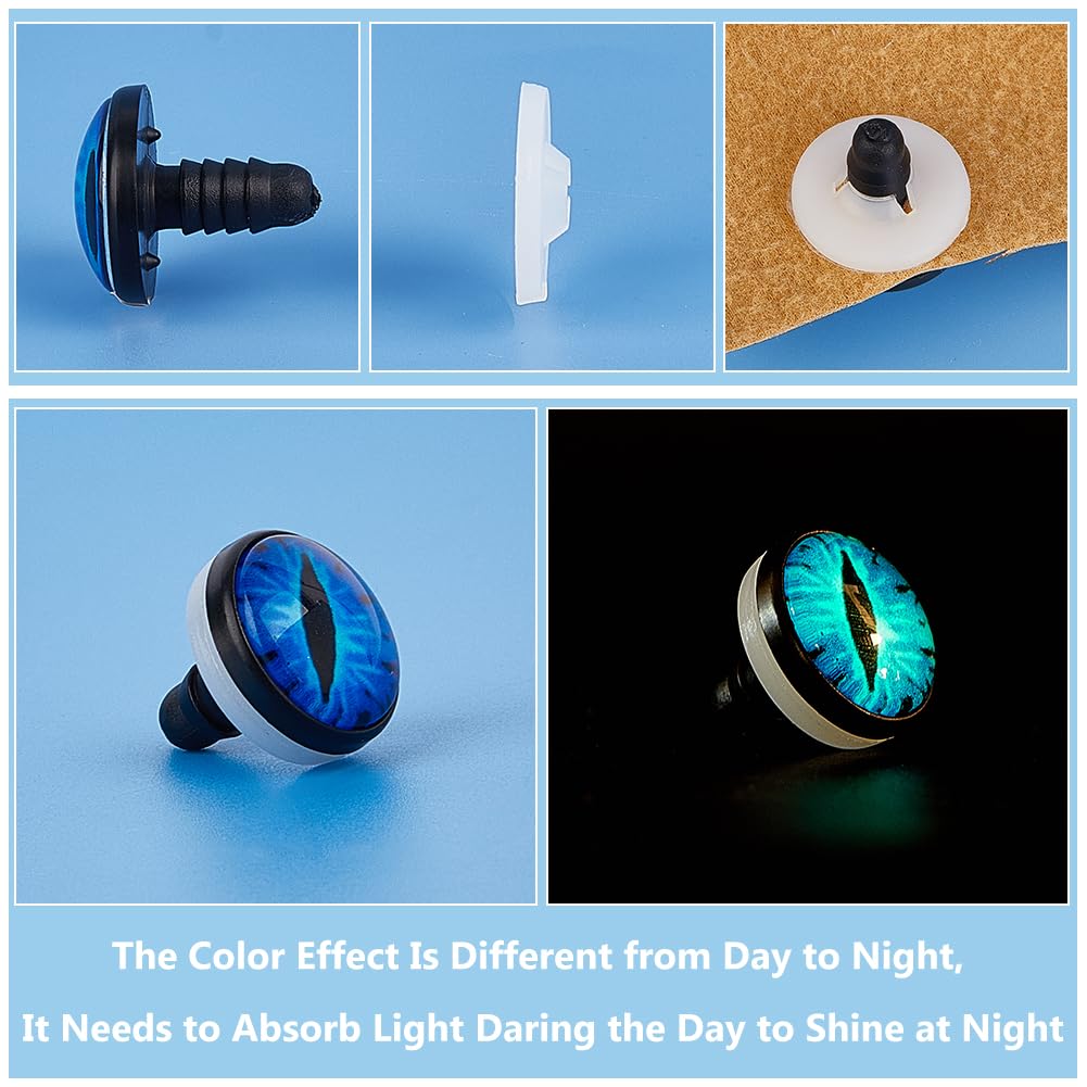 PandaHall Drachenaugen-Cabochons - 14 Mm, Leuchtet Im Dunkeln, 20 Sets Mit Abstandshalter - Für Plüschtiere, Amigurumi, DIY