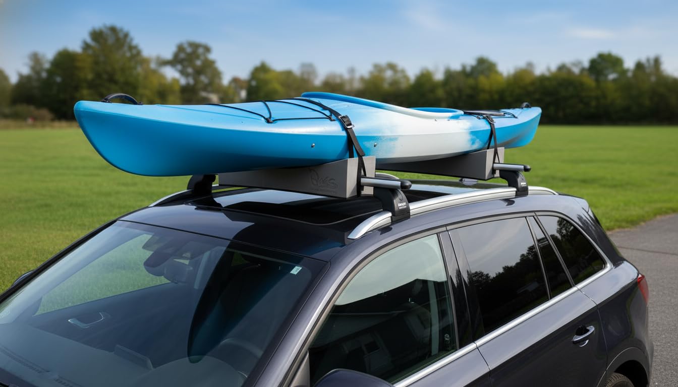 BaKaS Dachträgerpolster Rechteckig Set 40 cm 2er Komplett Set Schaumstoffpolster für Kajak Kanu Surfbrett Auto Dachträger Schutz Rechteckprofil Weich & Wetterfest Direkt auf dem Autodach Montieren