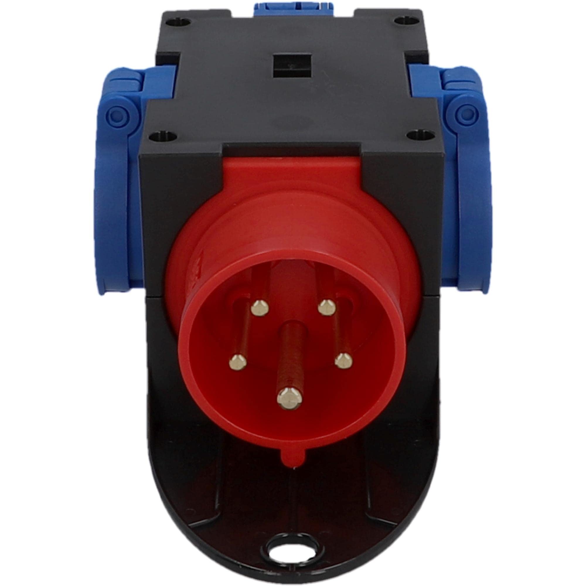 PC-Electric Electric 31114 CEE-Mobil-Verteiler 3xSchuko 16A abges. Mobilverteiler Kunststoff Baureihe ST.ANTON 3xSSD GS16/5 m.B. IP44, schwarz-rot-blau