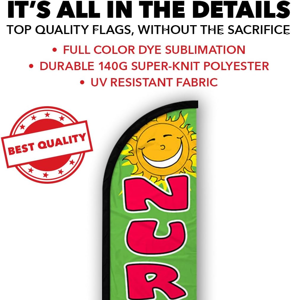 Nursery Windless Full Sleeve Banner Swooper Flag - Perfect for Businesses, Stores, Shops, etc