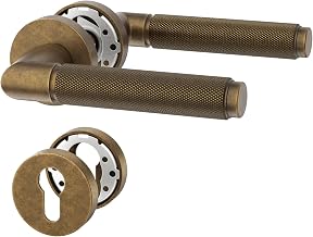 Amerdeco Door Handle Set Aluminium Alloy Antique Brass Handle Set for PZ Door Handle for Room Doors UK0098