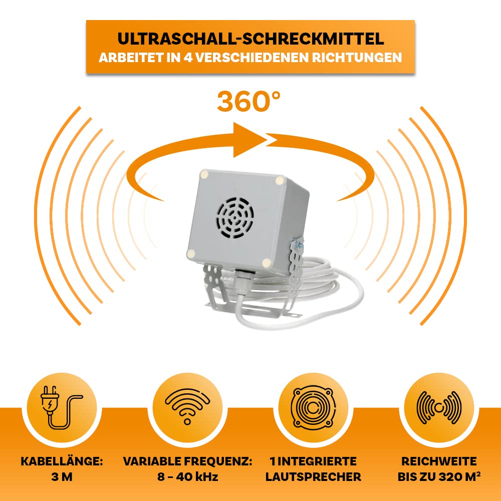 Repelente ultrasónico para roedores 1 altavoz | Silencioso y eficaz | Impermeable | Alta frecuencia | Para el jardín, la terraza y el balcón