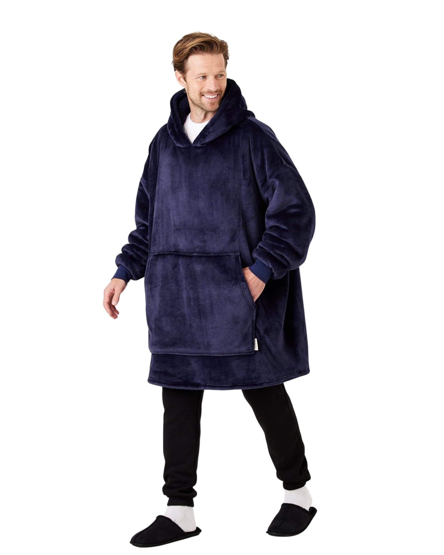 Snuggz Original Navy Hooded Blanket Kids Small (3-5 Years) - Soft Double Layer Oversized Fleece Hoodie, Hoodie Blanket with Large Front Pocket - Colourful Navy Oversized Hoodie