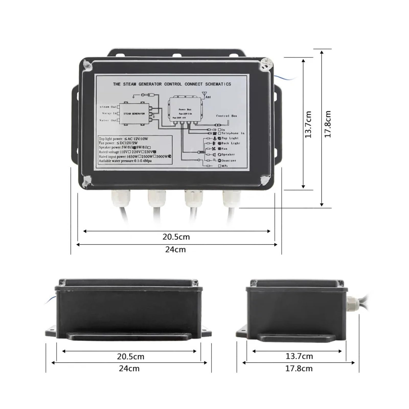 3KW Ścienna Mini Maszyna Do Sauny Parowej Prysznic Zestaw Akcesoriów Łaźni Z Telefonem Bluetooth Kontroler Wyświetlacz LCD Relaks W Domu(VS-9007B-3KW-BP)