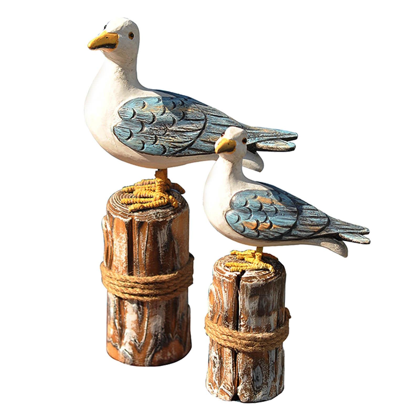 predolo 2X Statua da Giardino Gabbiano di Uccelli Nautici Ornamento Decorativo Artistico Costiero