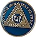 25 Year AA Medallion Metallic Midnight Blue Sobriety Chip Serenity Prayer Back XXV