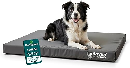 Miniatura 9 de Furhaven Cama ortopédica resistente al agua para perros grandes con funda extraíble lavable, para perros de hasta 95 libras – Colchón de lona Oxford