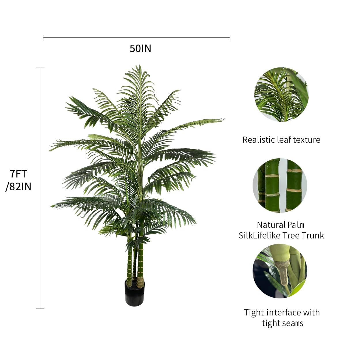 AfanD Artificial Areca Palm Tree 7ft Tall, Realistic Fake Plant, Suitable for Indoor and Outdoor Settings, Housewarming Gift