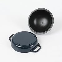 Vista 5 de HAWOK Cloche de pan de hierro fundido, diámetro 6.3 pulgadas/6.3 in, 0.57qt, bandeja para hornear de masa madre esmaltada azul marino
