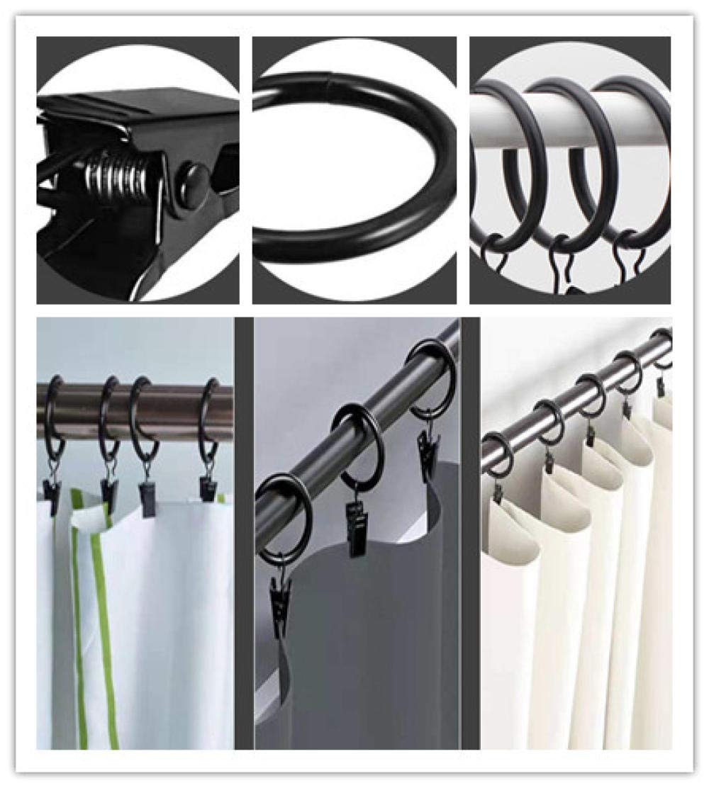 50 Stück Vorhangringe，Metall Hängende Vorhang Klammer Clips mit Haken，für Vorhang Fotos Home Dekoration Pack，Schwarz -3,5 * 25 mm Innendurchmesser