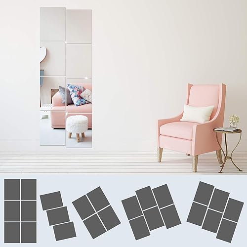 Miniatura 2 de BBTO - Paquete de 10 láminas de espejos autoadheribles, espejos de pared