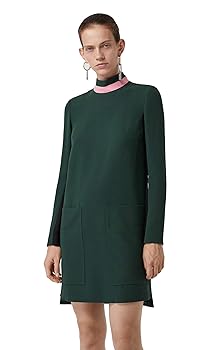 Burberry★素敵!Forest Green Stretch Long Sleeve Knit Dress BURBERRY Ladies Long-Sleeve Silk Wool Shift Dress, Brand