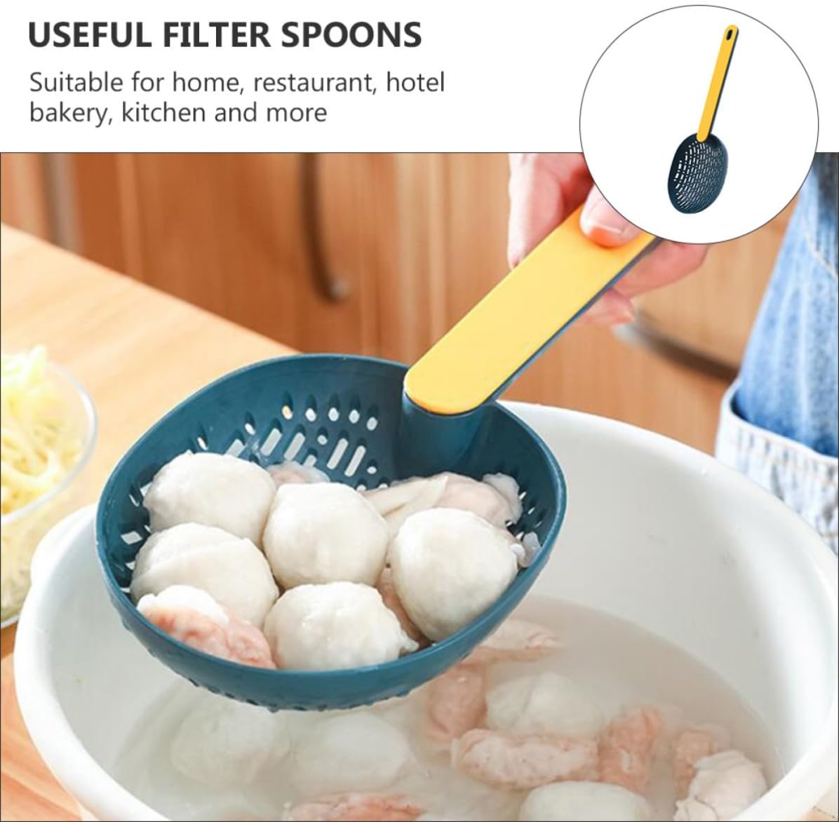 2 Pcs Household Strainer Spoons with Evenly Distributed Leak Holes
