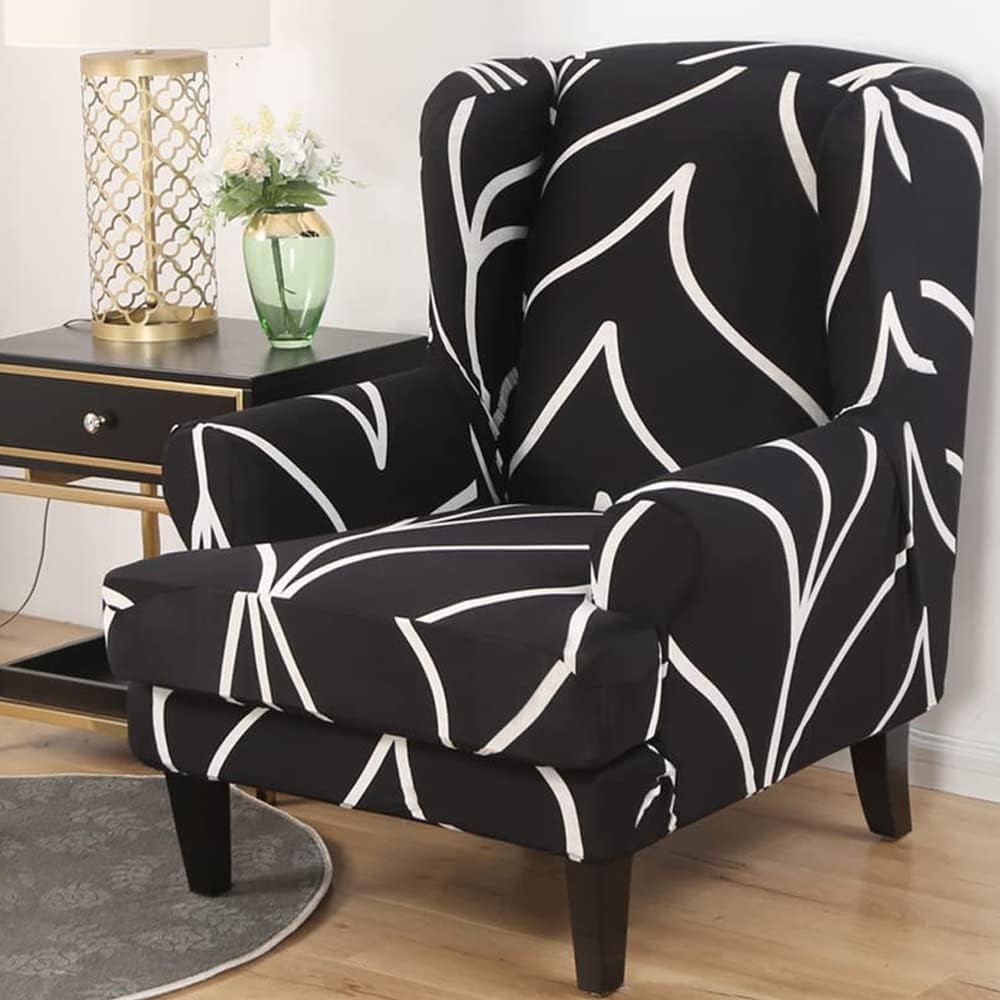 ele ELEOPTION Stretch Printed Wingback Sofa Chair Cover, Modern Pattern 2-Piece Sofa Cover, Armchair Slipcover Furniture Protector Couch Super Soft Slipcover Machine Washable (Pattern-6)