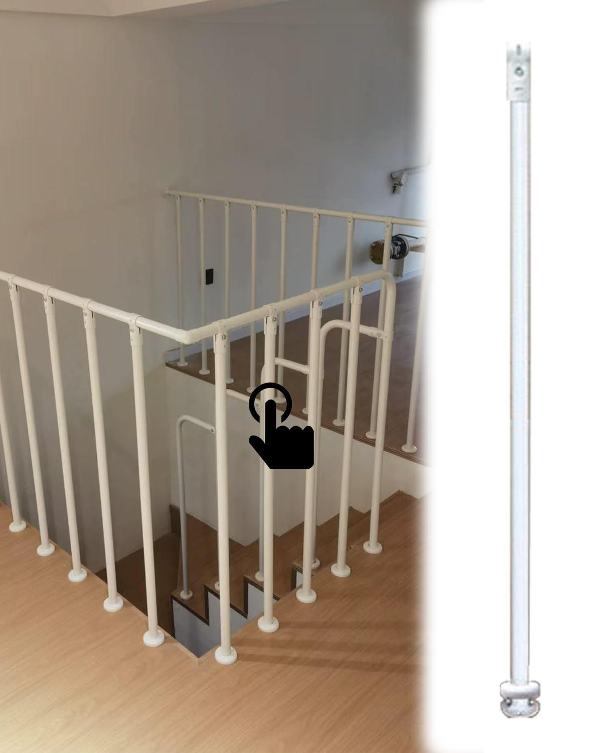 Garde-corps escalier blanc ultra stable à 13 balustres pour intérieur