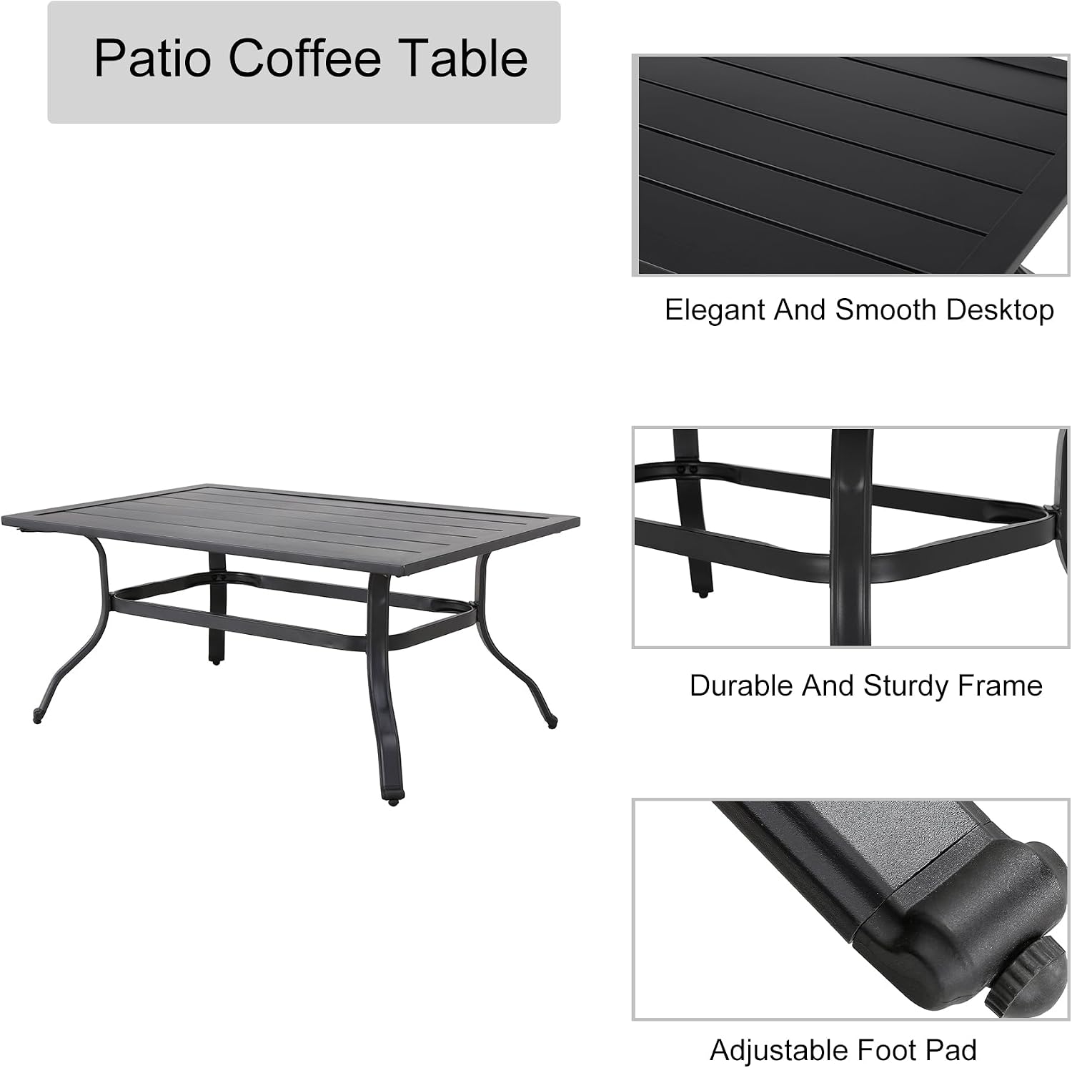 LOKATSE HOME 2-Piece Patio Loveseat Set Outdoor Cushioned Sofa Bench with Coffee Table, Steel Frame, Blue