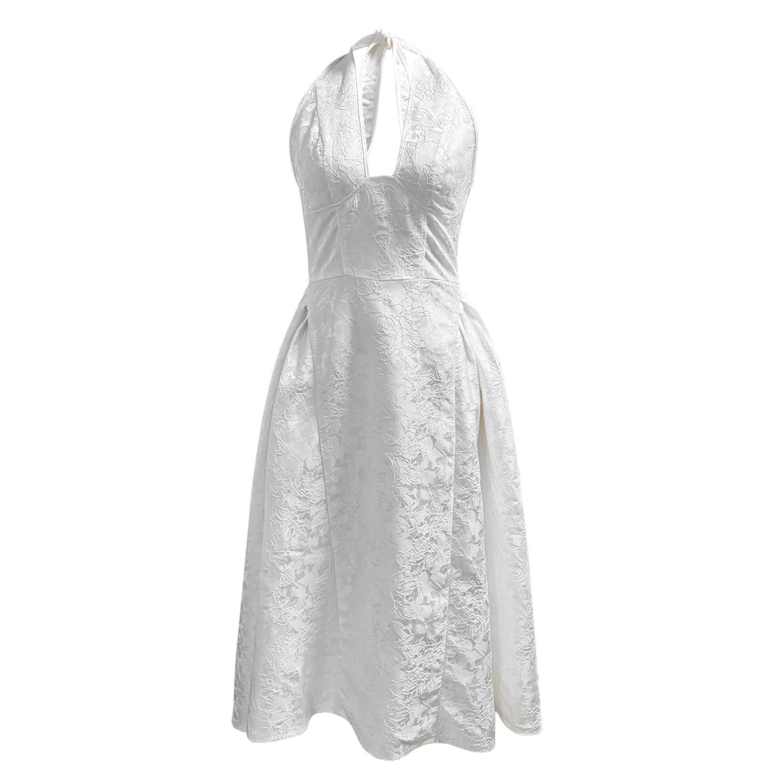 Vestido de noche para mujer, sin mangas, cuello en V, vestido de dama de honor con estampado jacquard 3D, vestido de cóctel, vestido maxi, línea A, vestido largo envolvente, vestido de fiesta