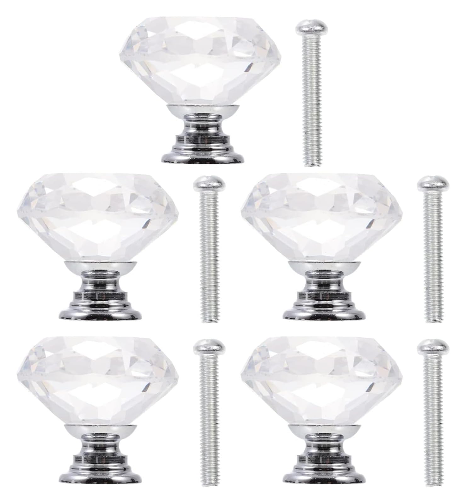 Schrankknöpfe aus Kristallglas, Diamant-Griffe aus Glas, Küchenschubladenschränke, Schubladenknöpfe aus Kristallglas, Schrankgriffe, 5 Stück, Diamant-förmige Griffe for Schubladen in der Küche