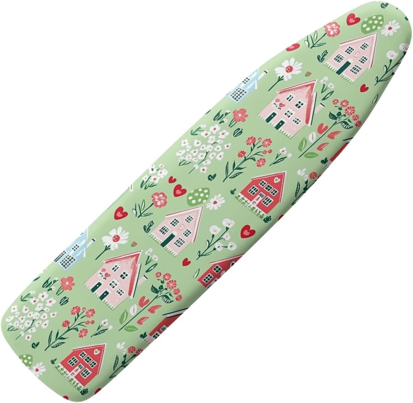 Large Ironing Board Cover and Pad 59x19 Leaf Flower Green Iron Table Cover with Padding,Extra Wide,Resist Scorching and Staining,Heatproof,Adjustable Fastener Durable Stain